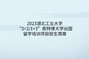 2023湖北工業(yè)大學(xué)“2+2_1+3”底特律大學(xué)出國留學(xué)培訓(xùn)項(xiàng)目招生簡章(1)