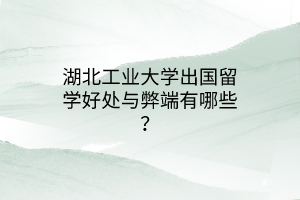湖北工業(yè)大學(xué)出國留學(xué)好處與弊端有哪些？