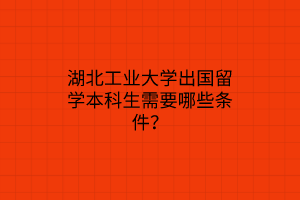 湖北工業(yè)大學(xué)出國留學(xué)本科生需要哪些條件？