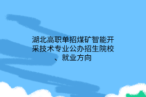 湖北高職單招煤礦智能開采技術專業(yè)公辦招生院校、就業(yè)方向