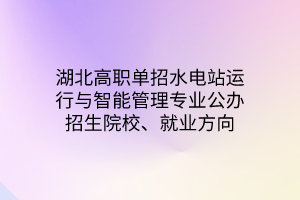 湖北高職單招水電站運(yùn)行與智能管理專(zhuān)業(yè)公辦招生院校、就業(yè)方向