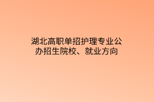湖北高職單招護理專業(yè)公辦招生院校、就業(yè)方向