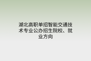 湖北高職單招智能交通技術(shù)專業(yè)公辦招生院校、就業(yè)方向