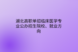 湖北高職單招臨床醫(yī)學(xué)專業(yè)公辦招生院校、就業(yè)方向