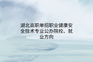 湖北高職單招職業(yè)健康安全技術(shù)專業(yè)公辦院校、就業(yè)方向