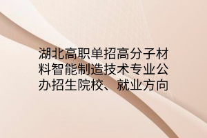 湖北高職單招高分子材料智能制造技術(shù)專業(yè)公辦招生院校、就業(yè)方向