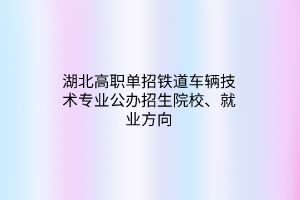 湖北高職單招鐵道車輛技術(shù)專業(yè)公辦招生院校、就業(yè)方向