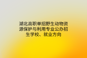 湖北高職單招野生動物資源保護與利用專業(yè)公辦招生學校、就業(yè)方向