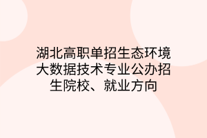 湖北高職單招生態(tài)環(huán)境大數(shù)據(jù)技術(shù)專業(yè)公辦招生院校、就業(yè)方向