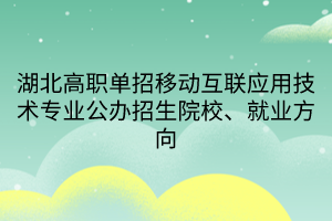 湖北高職單招移動(dòng)互聯(lián)應(yīng)用技術(shù)專業(yè)公辦招生院校、就業(yè)方向