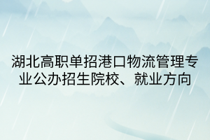 湖北高職單招港口物流管理專業(yè)公辦招生院校、就業(yè)方向