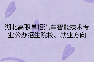 湖北高職單招汽車智能技術(shù)專業(yè)公辦招生院校、就業(yè)方向