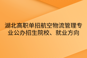 湖北高職單招航空物流管理專業(yè)公辦招生院校、就業(yè)方向