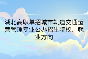 湖北高職單招城市軌道交通運(yùn)營(yíng)管理專(zhuān)業(yè)公辦招生院校、就業(yè)方向
