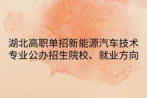 湖北高職單招新能源汽車技術專業(yè)