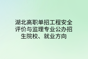 湖北高職單招工程安全評(píng)價(jià)與監(jiān)理專(zhuān)業(yè)公辦招生院校、就業(yè)方向