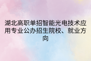湖北高職單招智能光電技術(shù)應(yīng)用專(zhuān)業(yè)公辦招生院校、就業(yè)方向
