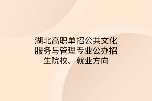 湖北高職單招公共文化服務(wù)與管理專業(yè)公辦招生院校、就業(yè)方向