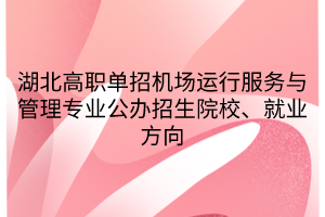 湖北高職單招機(jī)場(chǎng)運(yùn)行服務(wù)與管理專業(yè)公辦招生院校、就業(yè)方向