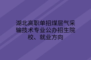 湖北高職單招煤層氣采輸技術(shù)專業(yè)公辦招生院校、就業(yè)方向