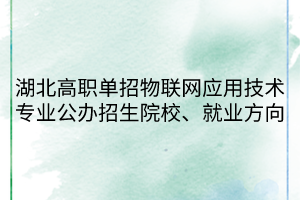 湖北高職單招物聯(lián)網(wǎng)應用技術專業(yè)公辦招生院校、就業(yè)方向