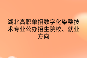 湖北高職單招數(shù)字化染整技術(shù)專(zhuān)業(yè)