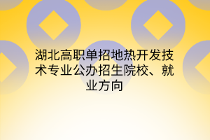 湖北高職單招地?zé)衢_發(fā)技術(shù)專業(yè)公辦招生院校、就業(yè)方向