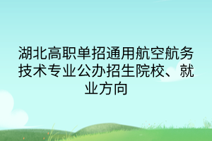 湖北高職單招通用航空航務(wù)技術(shù)專業(yè)公辦招生院校、就業(yè)方向