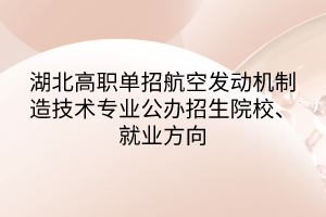 湖北高職單招航空發(fā)動機制造技術(shù)專業(yè)