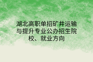 湖北高職單招礦井運(yùn)輸與提升專業(yè)公辦招生院校、就業(yè)方向