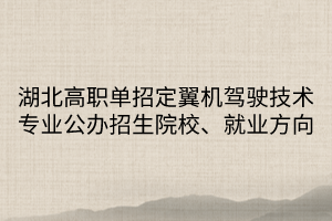 湖北高職單招定翼機駕駛技術(shù)專業(yè)公辦招生院校、就業(yè)方向（1）