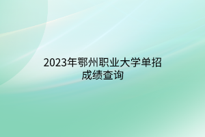 2023年鄂州職業(yè)大學(xué)單招成績(jī)查詢