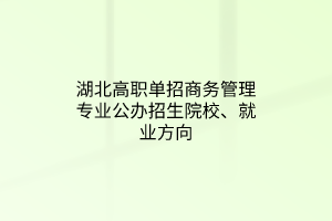 湖北高職單招商務(wù)管理專業(yè)公辦招生院校、就業(yè)方向