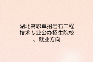 湖北高職單招巖石工程技術(shù)專業(yè)公辦招生院校、就業(yè)方向