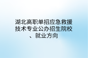 湖北高職單招應(yīng)急救援技術(shù)專業(yè)公辦招生院校、就業(yè)方向