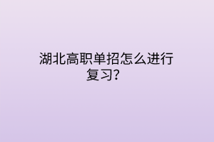 湖北高職單招怎么進行復習？