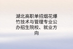 湖北高職單招煙花爆竹技術(shù)與管理專業(yè)公辦招生院校、就業(yè)方向
