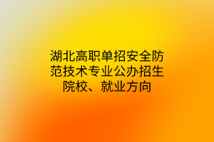 湖北高職單招安全防范技術(shù)專業(yè)公辦招生院校、就業(yè)方向