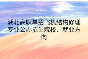 湖北高職單招飛機(jī)結(jié)構(gòu)修理專業(yè)公辦招生院校、就業(yè)方向
