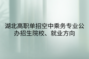 湖北高職單招空中乘務(wù)專業(yè)公辦招生院校、就業(yè)方向