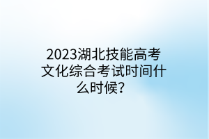 2023湖北技能高考文化綜合考試時間什么時候？