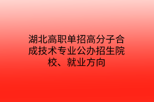 湖北高職單招高分子合成技術(shù)專業(yè)公辦招生院校、就業(yè)方向
