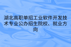 湖北高職單招工業(yè)軟件開發(fā)技術(shù)專業(yè)公辦招生院校、就業(yè)方向