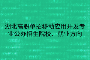 湖北高職單招移動應(yīng)用開發(fā)專業(yè)公辦招生院校、就業(yè)方向