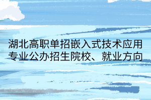 湖北高職單招嵌入式技術(shù)應(yīng)用專(zhuān)業(yè)公辦招生院校、就業(yè)方向