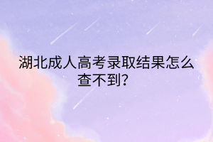 湖北成人高考錄取結(jié)果怎么查不到？