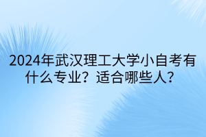 2024年武漢理工大學(xué)小自考有什么專業(yè)？適合哪些人？