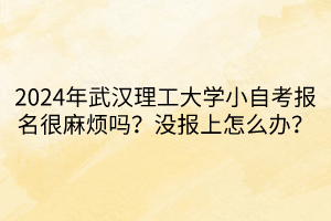 2024年武漢理工大學小自考報名很麻煩嗎？沒報上怎么辦？