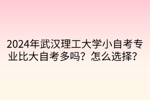 2024年武漢理工大學(xué)小自考專業(yè)比大自考多嗎？怎么選擇？