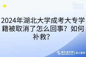 2024年湖北大學(xué)成考大專(zhuān)學(xué)籍被取消了怎么回事？如何補(bǔ)救？
